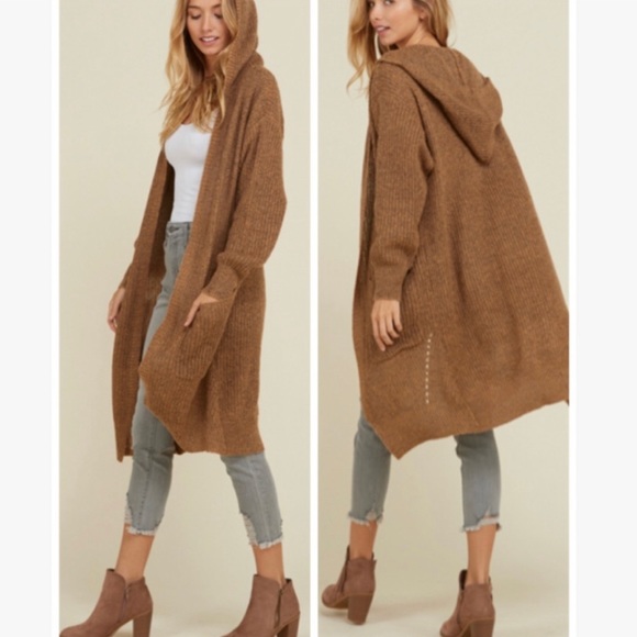 Hooded Knee Length Cardigan - Picture 4 of 7